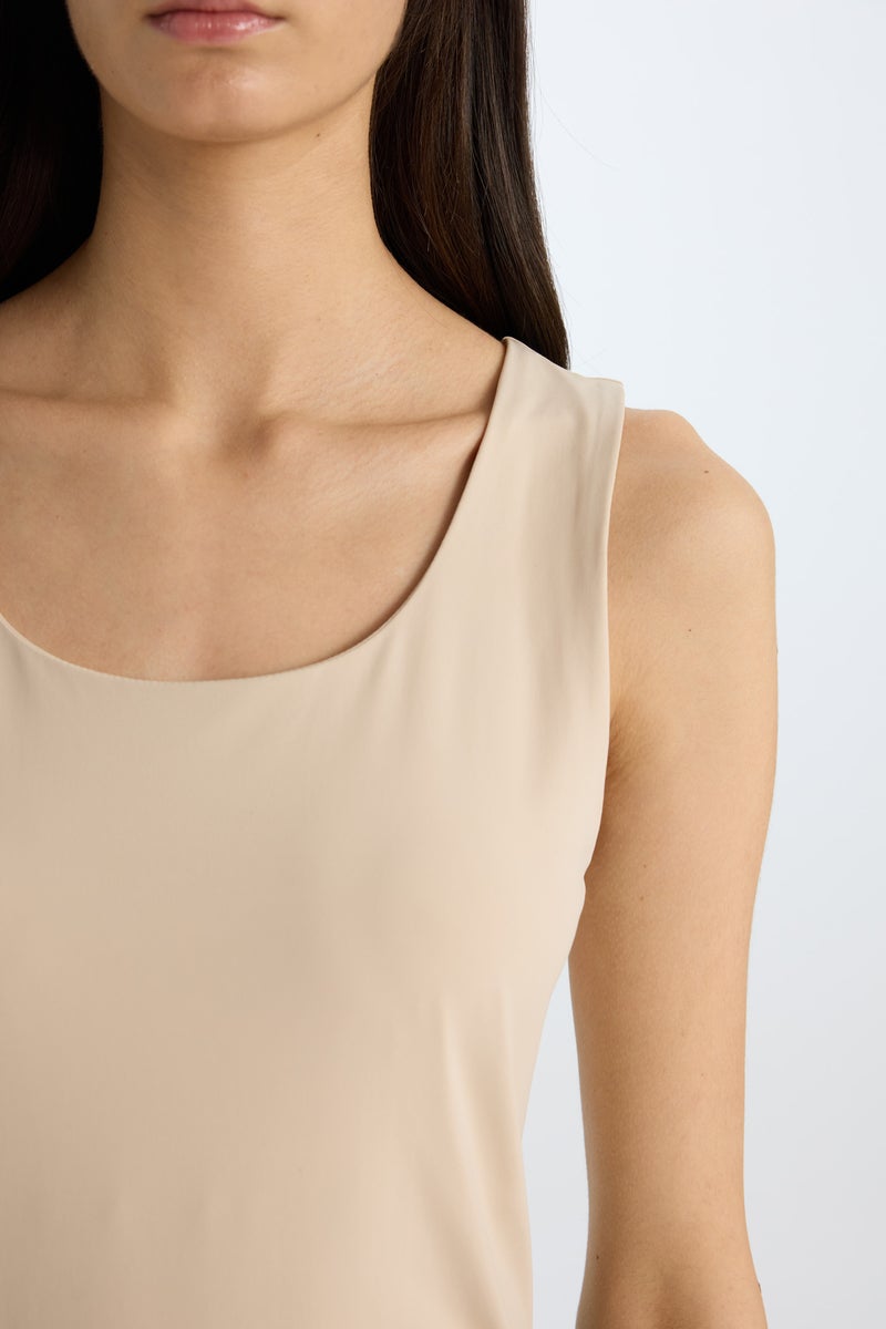 DeFacto Beige Woman Slim Fit Basic Square Collar Sleeveless Tank Top Casual - Image 5